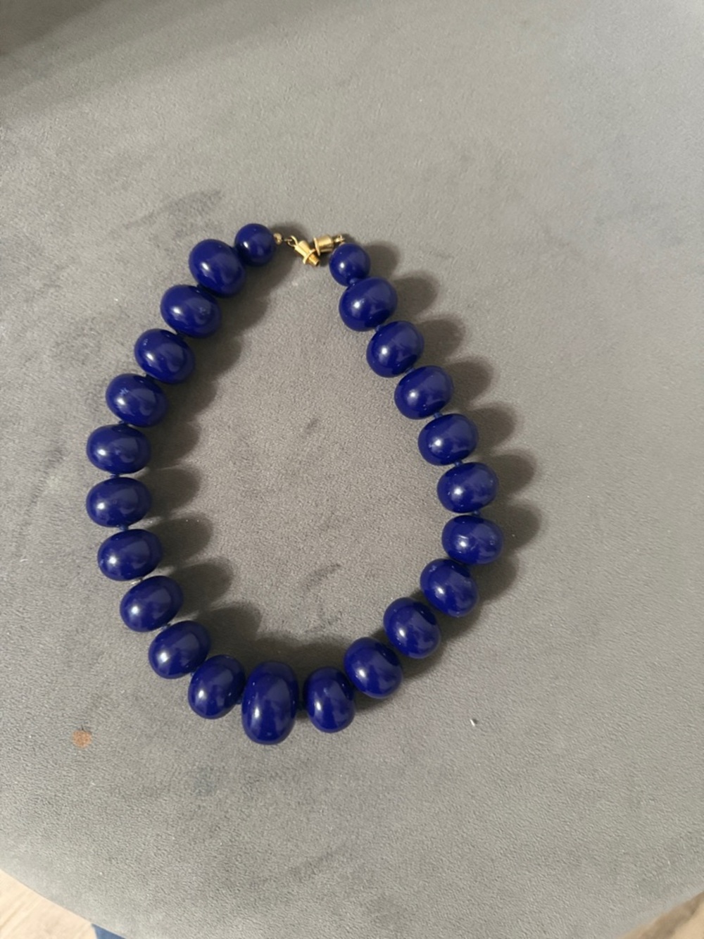 Blue Beaded Statement Necklace - Gold Clasp